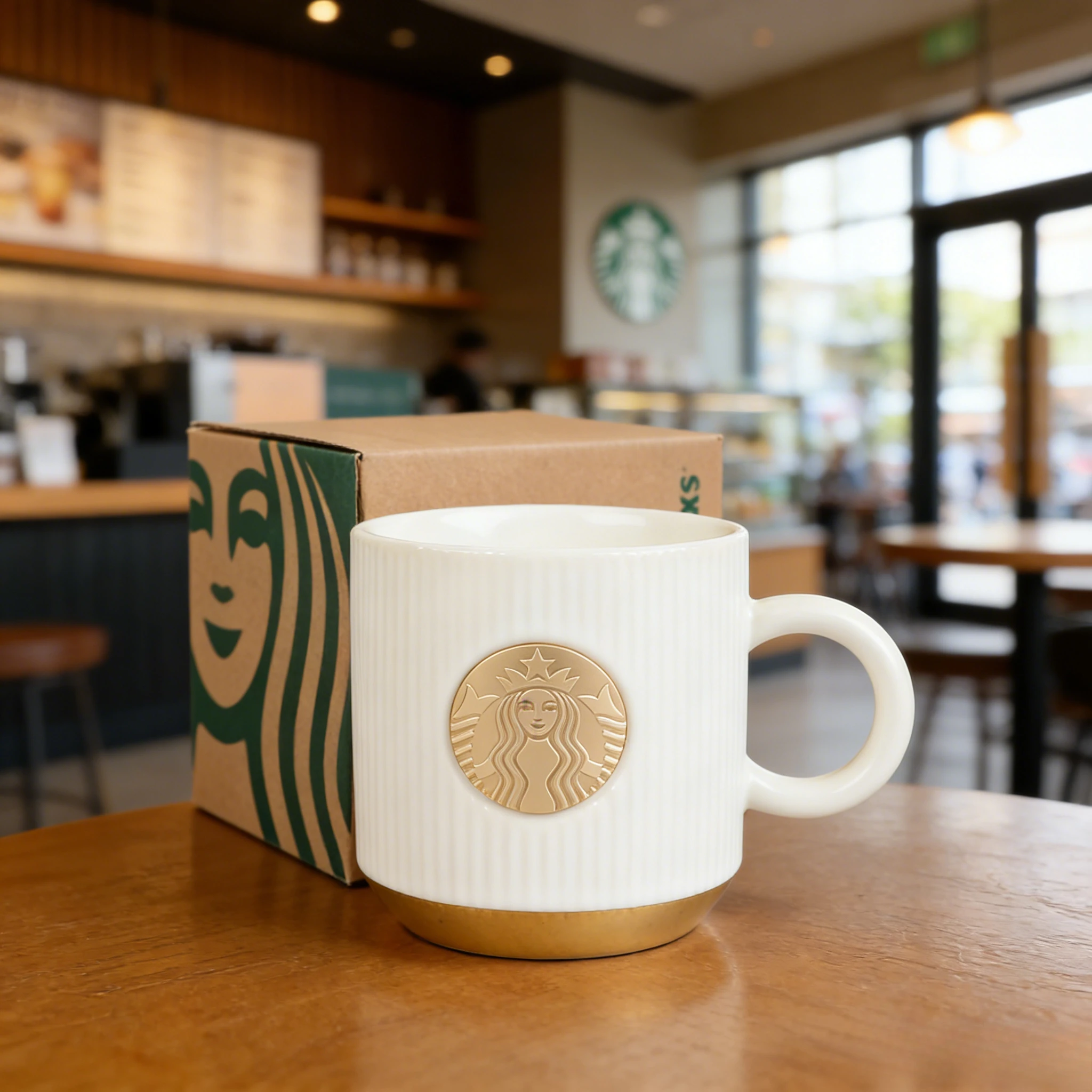 Starbucks Ribbed Vintage White Mug Gold Siren Badge 355ml Beautiful Gift For Her Coffee Enthusiasts
Starbucks Ribbed Vintage White Mug Gold Siren Badge 355ml Beautiful Gift For Her Coffee Enthusiasts