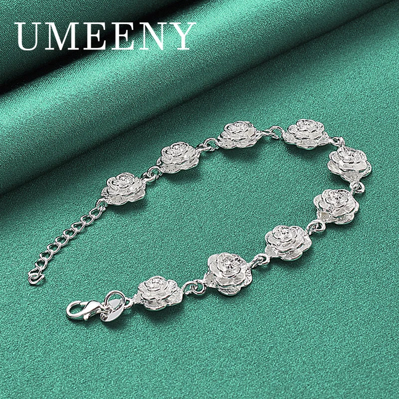 Fashion 925 Sterling Silver 8 Inch Exquisite Rose Bracelet Women Engagement Girlfriend Gift Accessory
Fashion 925 Sterling Silver 8 Inch Exquisite Rose Bracelet Women Engagement Girlfriend Gift Accessory