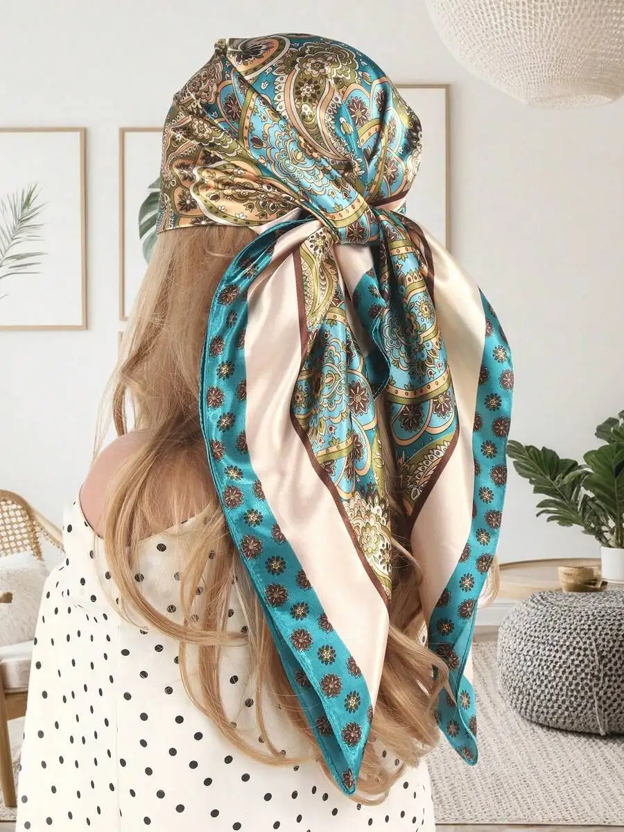 1pc Women Bandana Lightweight Paisley Pattern Square Scarf, Summer Beach Holiday Shawl, Gift For Her For Dress
1pc Women Bandana Lightweight Paisley Pattern Square Scarf, Summer Beach Holiday Shawl, Gift For Her For Dress