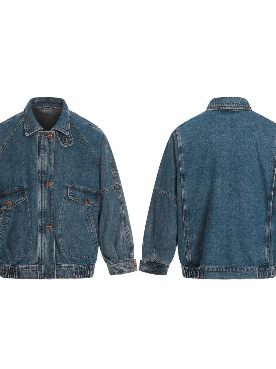 Retro American Denim Jaet Loose Fit with Stand Collar And Large kets for Men And Women Waed Texture Workwear Jaet
Retro American Denim Jaet Loose Fit with Stand Collar And Large kets for Men And Women Waed Texture Workwear Jaet