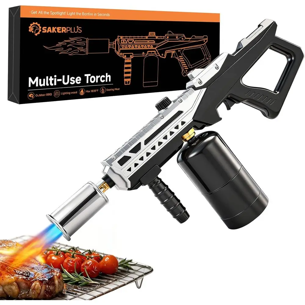 High-Power Adjustable Flame Propane Torch for Heavy-Duty Use, BBQ, Sous Vide, Steak Searing, and Campfire Starter
High-Power Adjustable Flame Propane Torch for Heavy-Duty Use, BBQ, Sous Vide, Steak Searing, and Campfire Starter
