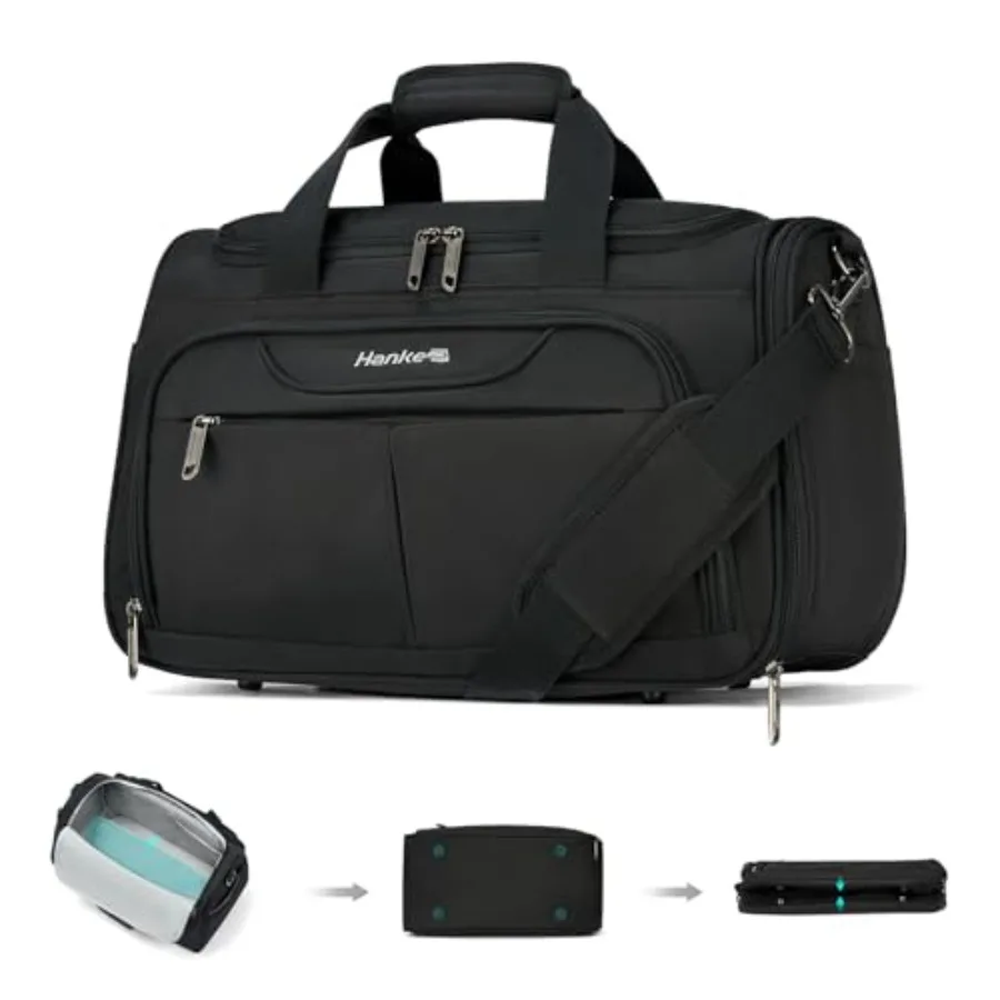 Underseat carry-on luggage bag for travel: foldable, soft lightweight nylon in charcoal gray, compact personal item size with r
Underseat carry-on luggage bag for travel: foldable, soft lightweight nylon in charcoal gray, compact personal item size with r