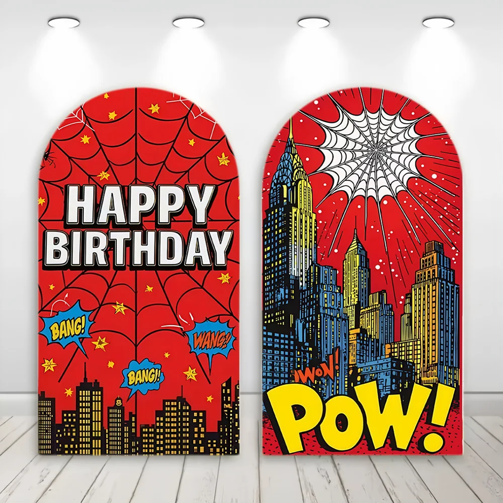 Comic Book Theme Arch Backdrop Cover, Superhero City Skyline with Action Words, Boys Superhero Birthday Party Decor
Comic Book Theme Arch Backdrop Cover, Superhero City Skyline with Action Words, Boys Superhero Birthday Party Decor