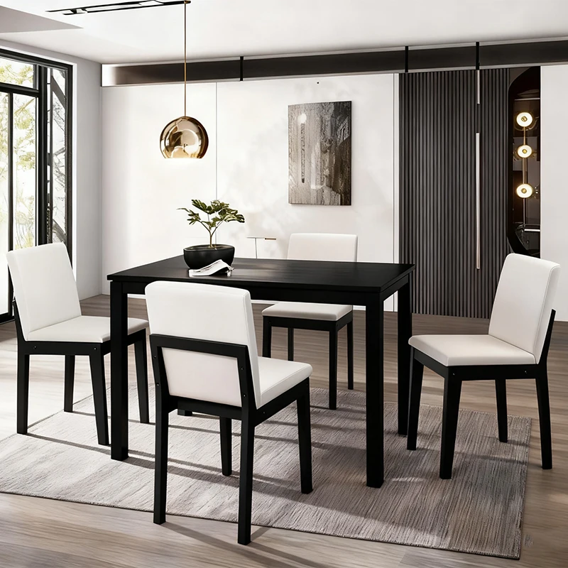 #Modern minimalist wooden dining table set with 4 upholstered chairs, EU certified, suitable for restaurants, cafes, et
#Modern minimalist wooden dining table set with 4 upholstered chairs, EU certified, suitable for restaurants, cafes, et