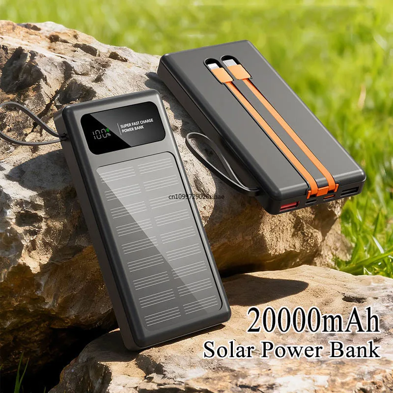 Portable Solar Power Bank 10000mAh/20000mAh Fast Charging Powerbank External Battery Charger Built in Cables for iPhone Xiaomi
Portable Solar Power Bank 10000mAh/20000mAh Fast Charging Powerbank External Battery Charger Built in Cables for iPhone Xiaomi