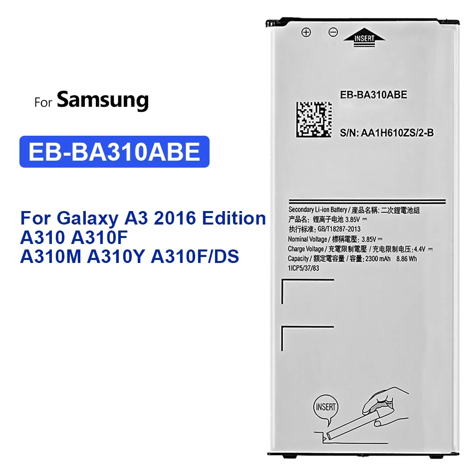 Battery EB-BA310ABE For Samsung Galaxy A3 2016 Edition A5310A A310 EB-BA310ABA A32016 2300Mah Batteries
Battery EB-BA310ABE For Samsung Galaxy A3 2016 Edition A5310A A310 EB-BA310ABA A32016 2300Mah Batteries