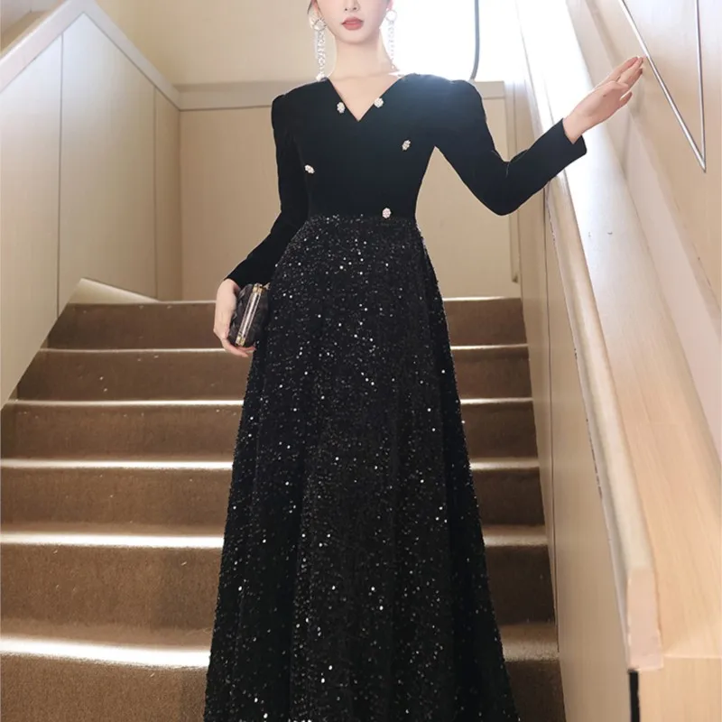 Black Evening Dress Women's Light Luxury Niche Temperament Banquet High-End Art Exam Performance Host
Black Evening Dress Women's Light Luxury Niche Temperament Banquet High-End Art Exam Performance Host