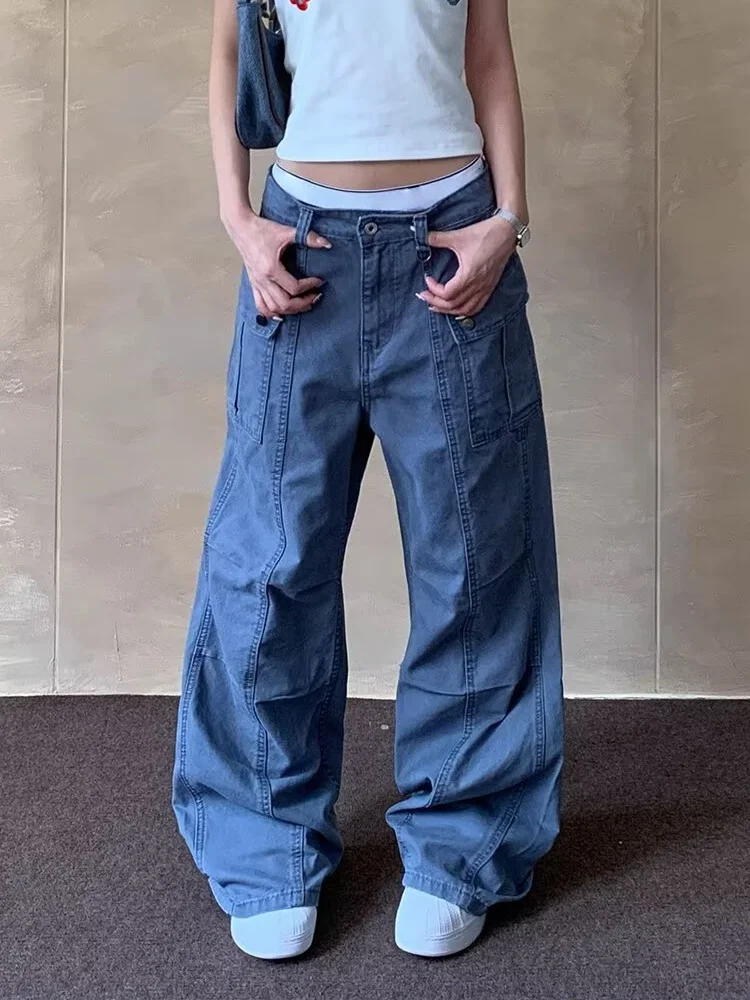 Cyber Y2K 2021, модные синие мешковатые плиссированные джинсы-карго, брюки для женщин, одежда, прямые корейские повседневные длинные брюки, Ropa Mujer
Cyber Y2K 2021, модные синие мешковатые плиссированные джинсы-карго, брюки для женщин, одежда, прямые корейские повседневные длинные брюки, Ropa Mujer