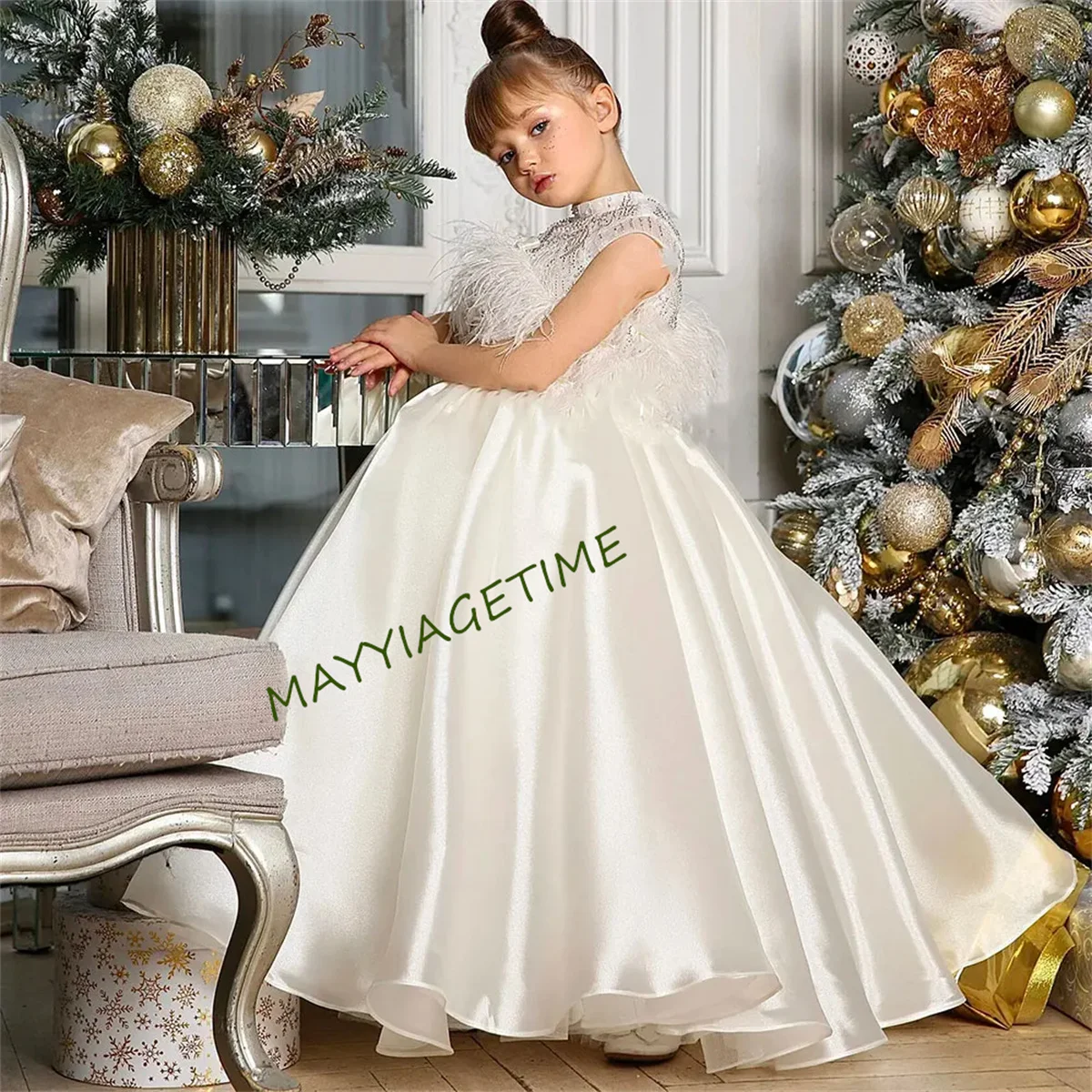 Luxury Arabic White Girl Dress Beading Feathers Kids Princess Birthday Wedding Party First Communion Gown 2024
Luxury Arabic White Girl Dress Beading Feathers Kids Princess Birthday Wedding Party First Communion Gown 2024