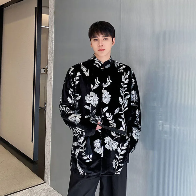 SYUHGFA Niche Design Velvet Embroidered Sequins Shirts Stand Collar Single Breasted Long Sleeved Loose Male Tops 2025 Spring
SYUHGFA Niche Design Velvet Embroidered Sequins Shirts Stand Collar Single Breasted Long Sleeved Loose Male Tops 2025 Spring