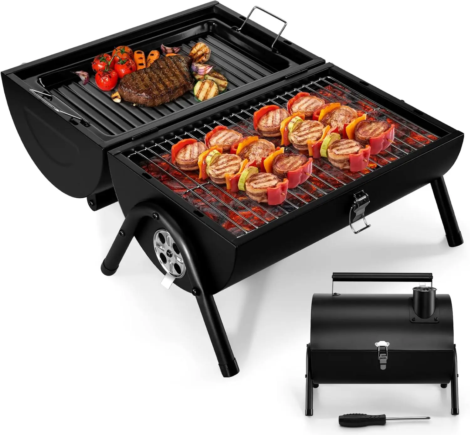 Portable Charcoal Grill with Tray & Rack, 235 Sq.in, Compact BBQ for Camping, Picnic, Outdoor Use
Portable Charcoal Grill with Tray & Rack, 235 Sq.in, Compact BBQ for Camping, Picnic, Outdoor Use
