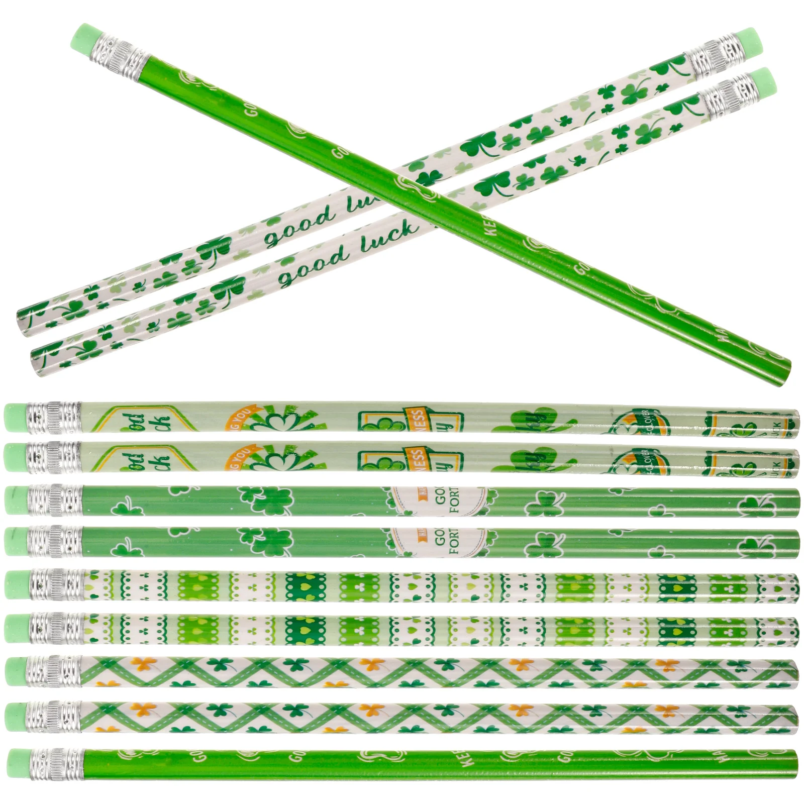 St Patricks Day Pencils Shamrock Clovers Novelty Stripe Assorted Kids Lucky Wood Eraser Stationery Party Supplies
St Patricks Day Pencils Shamrock Clovers Novelty Stripe Assorted Kids Lucky Wood Eraser Stationery Party Supplies