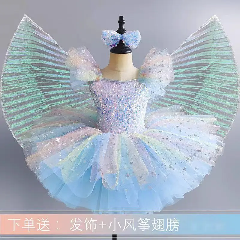 Ballet Girls' Puff Skirt Little Kite Wings Props Dress Little Flying Sleeve Sequin Dress Dance Performance Dress for Girls Party
Ballet Girls' Puff Skirt Little Kite Wings Props Dress Little Flying Sleeve Sequin Dress Dance Performance Dress for Girls Party