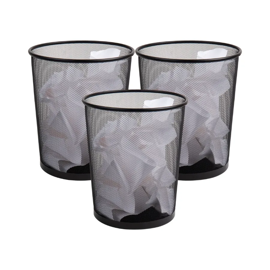 Mesh Trash Can Set of 3 Metal Waste Paper Basket for Office Kitchen Bedroom Use 11.5L x 11.5W x 13.75H Black Sleek Modern Desig
Mesh Trash Can Set of 3 Metal Waste Paper Basket for Office Kitchen Bedroom Use 11.5L x 11.5W x 13.75H Black Sleek Modern Desig