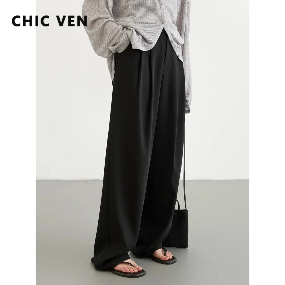 Женские брюки CHIC VEN: Свободные повседневные однотонные плиссированные брюки с высокой талией, широкие штанины, для офиса, весна-лето 2026
Женские брюки CHIC VEN: Свободные повседневные однотонные плиссированные брюки с высокой талией, широкие штанины, для офиса, весна-лето 2026