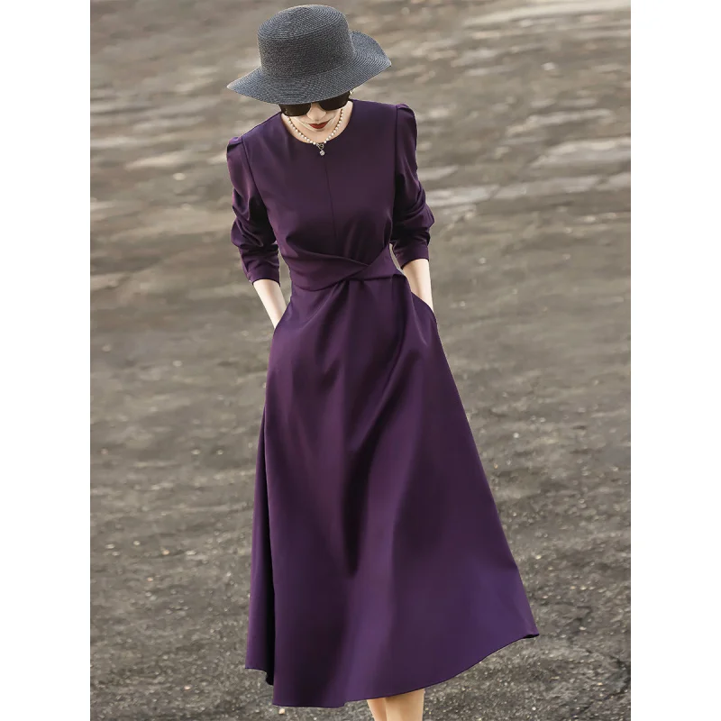MEXCOCO 2026 New Spring Autumn Round Neck Padded Shoulder Long Sleeve Cross Twist Waist Hidden Pocket A Line Maxi Dress
MEXCOCO 2026 New Spring Autumn Round Neck Padded Shoulder Long Sleeve Cross Twist Waist Hidden Pocket A Line Maxi Dress