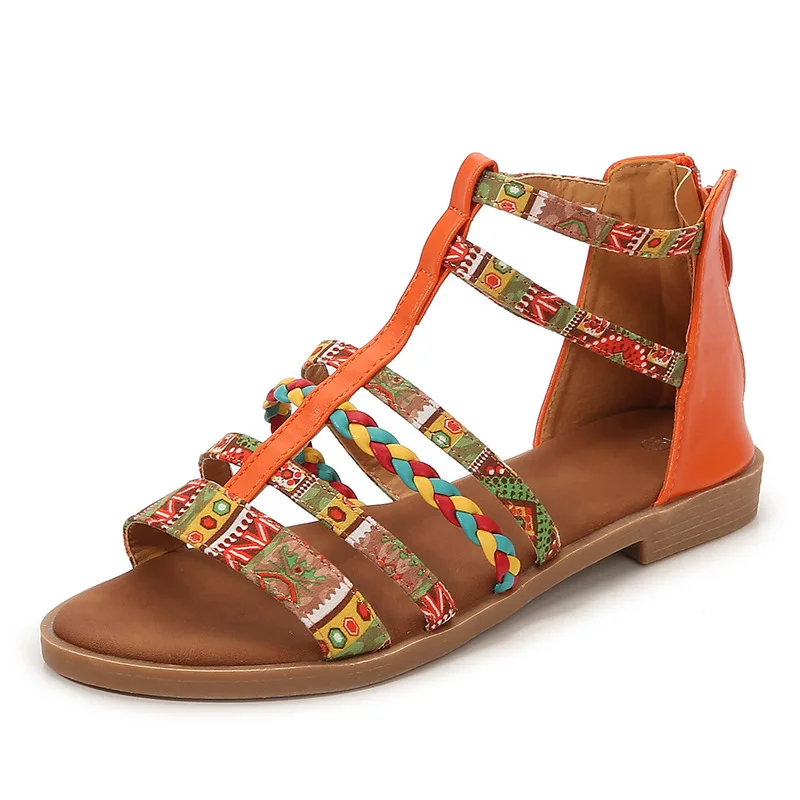 2025 New Summer Bohemian Ethnic Sandals Colorful Splicing Roman Women Large Flat Sandals Summer Breathable Beach Women Shoes
2025 New Summer Bohemian Ethnic Sandals Colorful Splicing Roman Women Large Flat Sandals Summer Breathable Beach Women Shoes