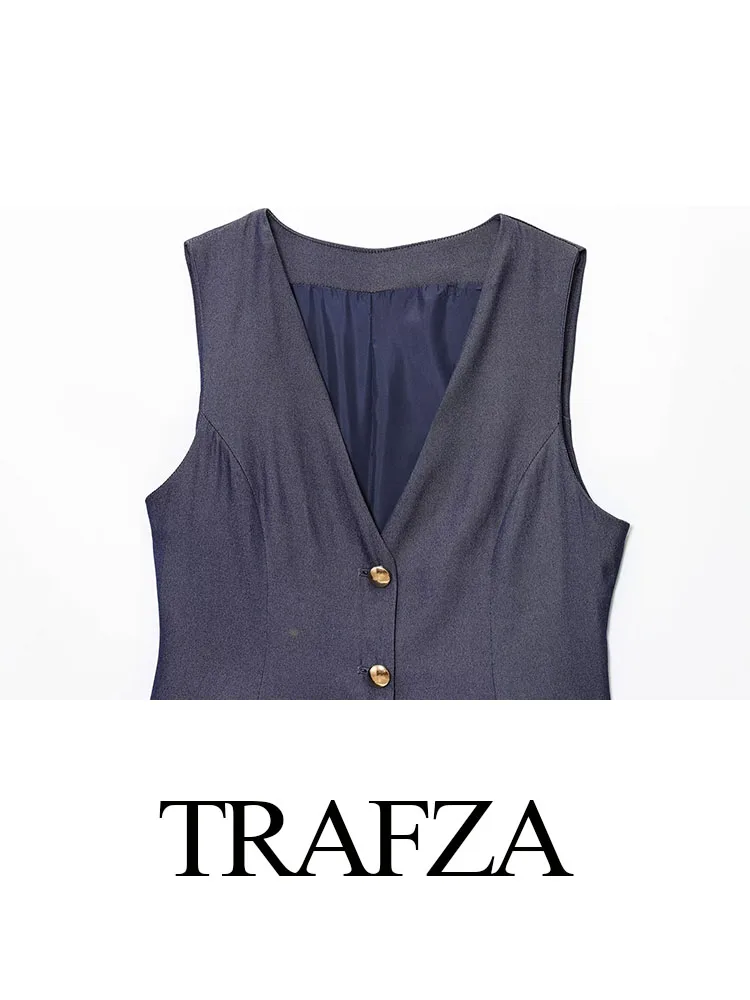 TRAFZA Female Fashion Linen Suits Solid V-Neck Sleeveless Single-Breasted Tops+High Waist Pockets Zipper Shorts Women Casual Set
TRAFZA Female Fashion Linen Suits Solid V-Neck Sleeveless Single-Breasted Tops+High Waist Pockets Zipper Shorts Women Casual Set