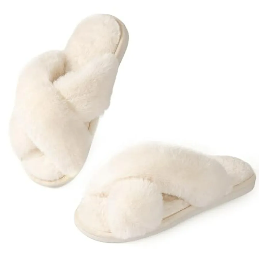 Women's Fuzzy Slippers Cross Band Memory Foam Open Toe Comfy Soft House Shoes Anti-Slip Indoor Outdoor Gifts for Women
Women's Fuzzy Slippers Cross Band Memory Foam Open Toe Comfy Soft House Shoes Anti-Slip Indoor Outdoor Gifts for Women