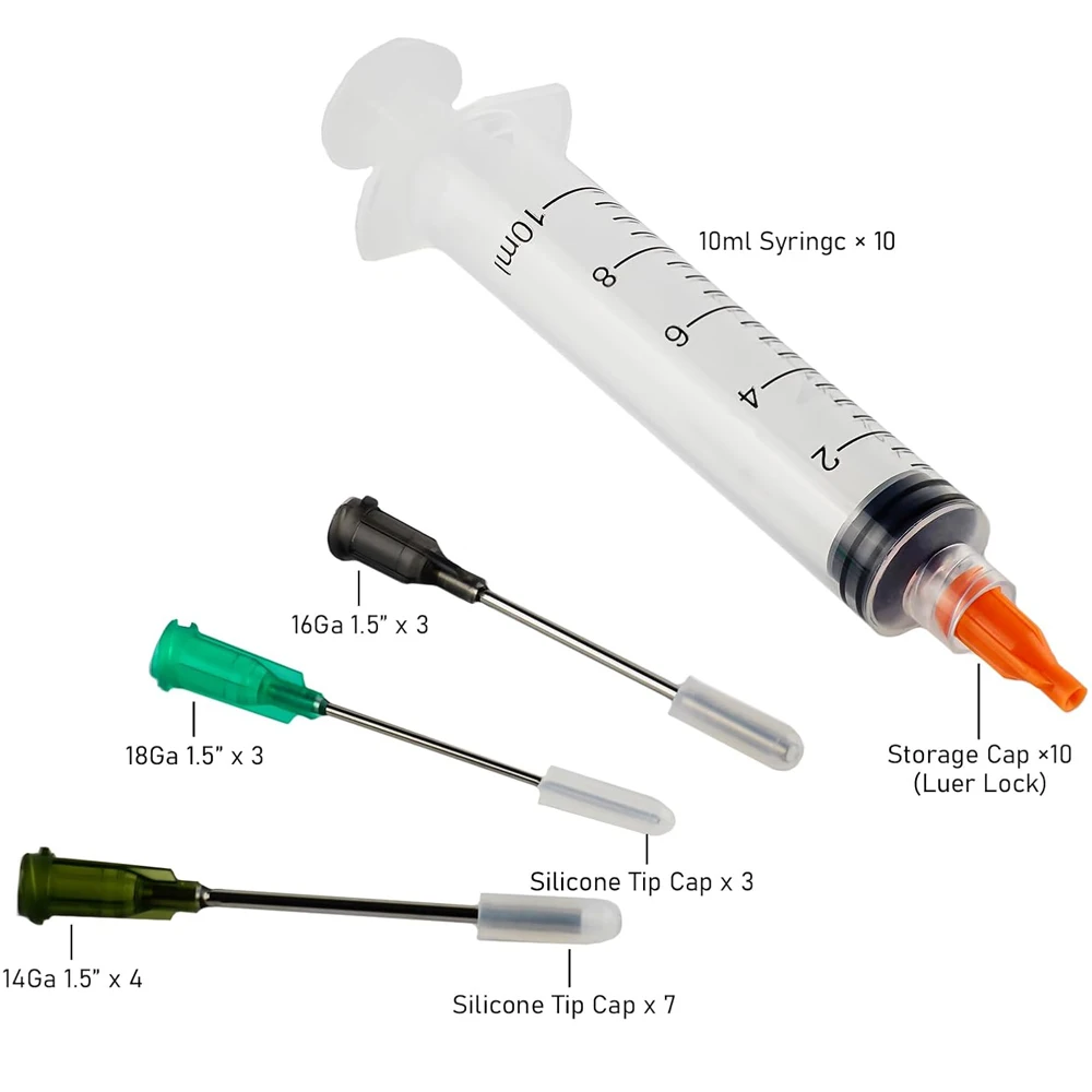 10ml Glue Syringe Applicator, 14G-18G Blunt Tip Needle Set with Cap for Epoxy Resin, Craft, Woodworking, Ink Refill, Oil Tool
10ml Glue Syringe Applicator, 14G-18G Blunt Tip Needle Set with Cap for Epoxy Resin, Craft, Woodworking, Ink Refill, Oil Tool