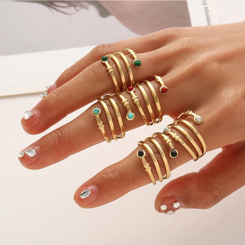 Bohemian Natural Stone Rings for Women Boho Vintage Hollow Opening Stainless Steel Ring Personality Charm Fashion Jewelry
Bohemian Natural Stone Rings for Women Boho Vintage Hollow Opening Stainless Steel Ring Personality Charm Fashion Jewelry