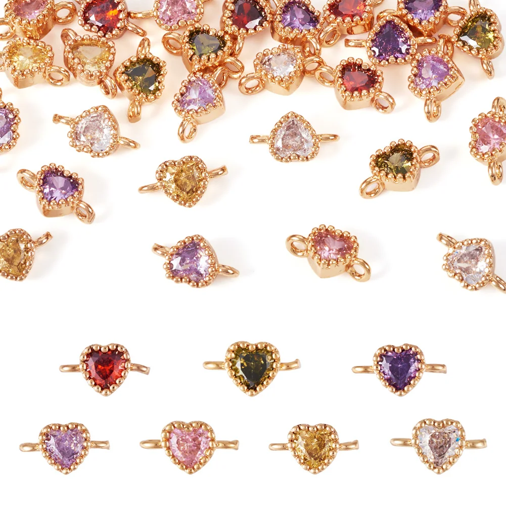 28Pcs Heart Connector Charms Gold Plated Plating Brass Cubic Zirconia Links pendants for DIY Bracelet Necklace Jewelry Making
28Pcs Heart Connector Charms Gold Plated Plating Brass Cubic Zirconia Links pendants for DIY Bracelet Necklace Jewelry Making
