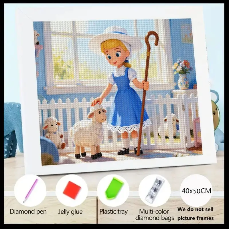 1PC 5D Full Drill Diamond Painting Kit, DIY Charming Cartoon Shepherdess with Adorable Lambs Scene, 40x50CM Large Crystal Rhines
1PC 5D Full Drill Diamond Painting Kit, DIY Charming Cartoon Shepherdess with Adorable Lambs Scene, 40x50CM Large Crystal Rhines