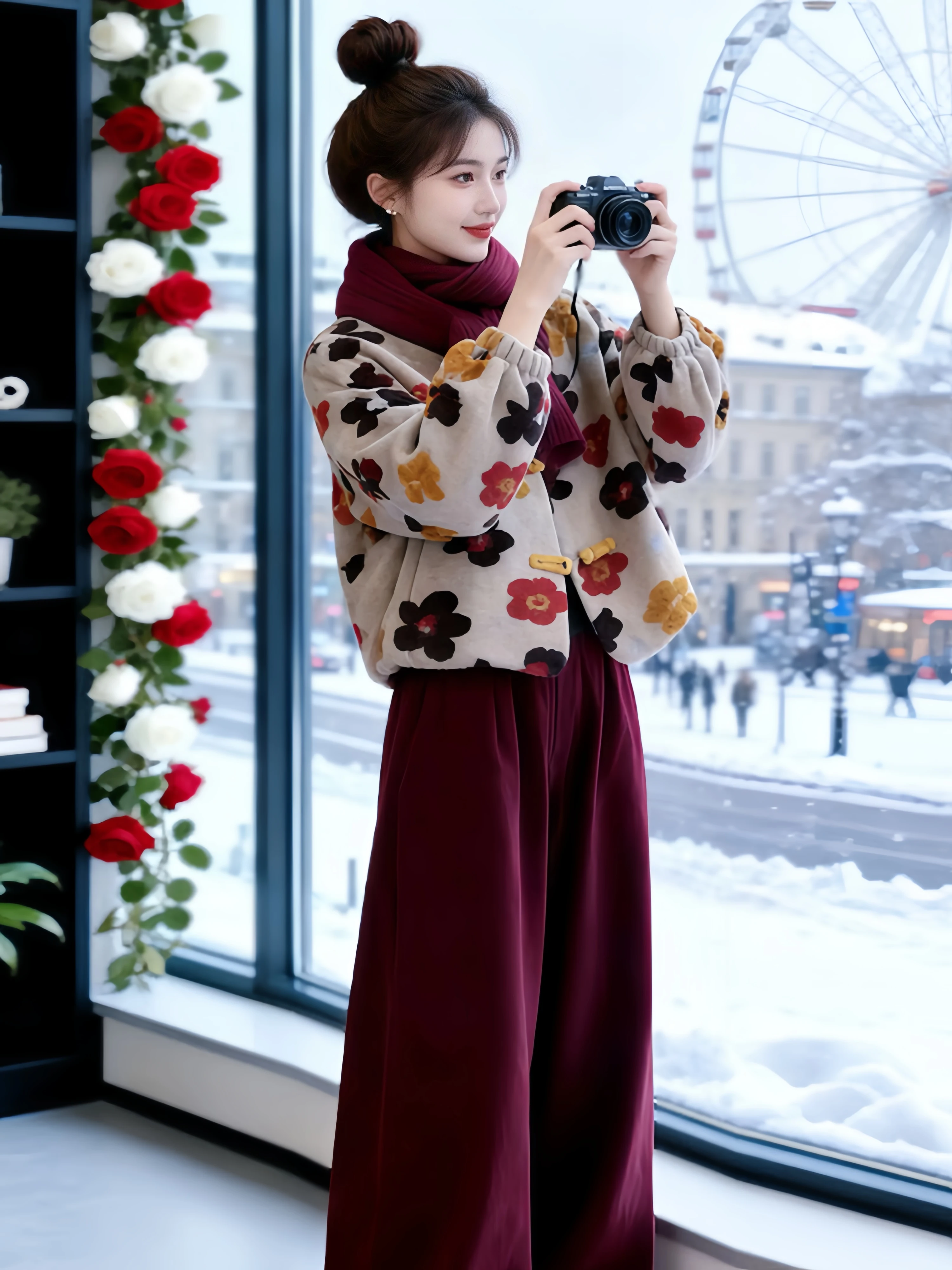 Fashionable Printed Cotton Blend Jacket And Wide Leg Pants Two Piece Set for Women Autumn Winter Casual Wear High Waist
Fashionable Printed Cotton Blend Jacket And Wide Leg Pants Two Piece Set for Women Autumn Winter Casual Wear High Waist
