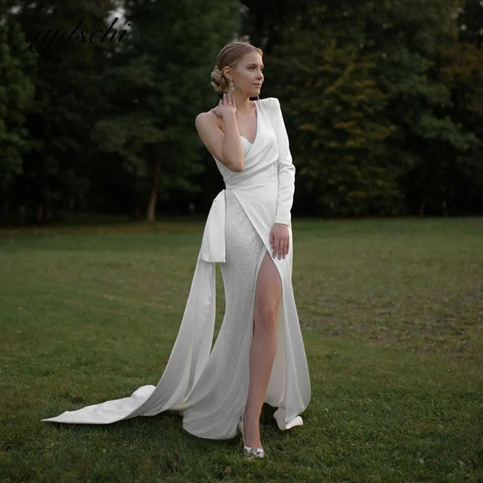 Mermaid 2023 White One Shoulder Wedding Dresses Long Sleeve Bridal Gown Dress Split Elegant Beach Party Vestido De Noiva
Mermaid 2023 White One Shoulder Wedding Dresses Long Sleeve Bridal Gown Dress Split Elegant Beach Party Vestido De Noiva