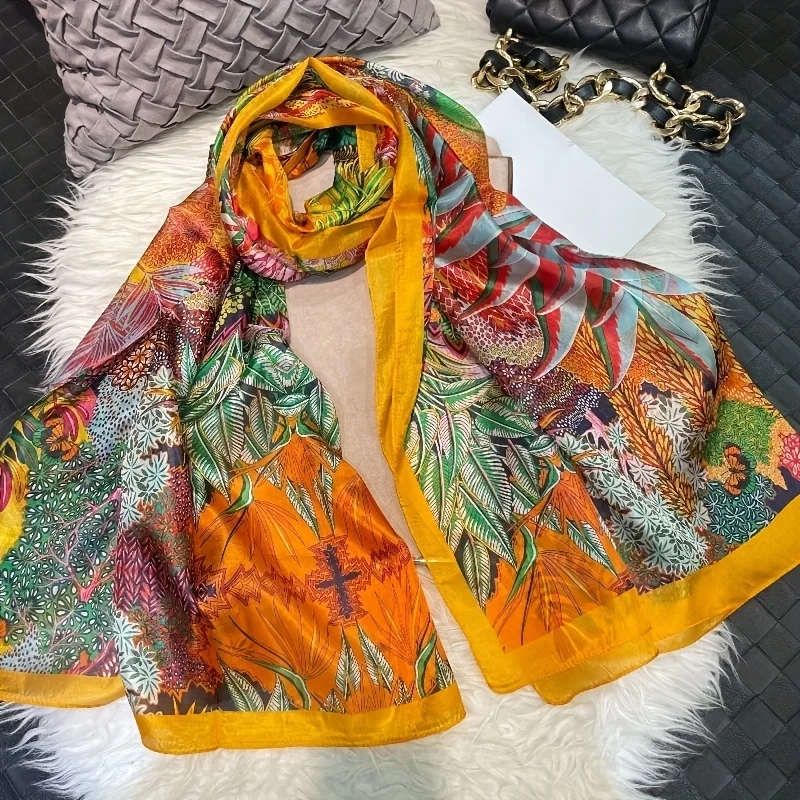 Lightweight Large 100% Mulberry Silk Scarf for Women Oblong Shawl Neck Scarf Beach Wrap Headscarf Gift Pack Orange Rainforest
Lightweight Large 100% Mulberry Silk Scarf for Women Oblong Shawl Neck Scarf Beach Wrap Headscarf Gift Pack Orange Rainforest