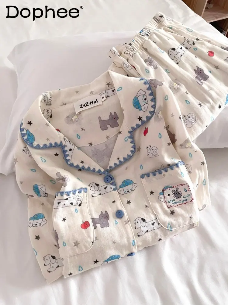 Новинка весны и осени 2024, пижамы с длинными рукавами и принтом кота, носимые из чистого хлопка, милый милый комплект домашней одежды для женщин
Новинка весны и осени 2024, пижамы с длинными рукавами и принтом кота, носимые из чистого хлопка, милый милый комплект домашней одежды для женщин