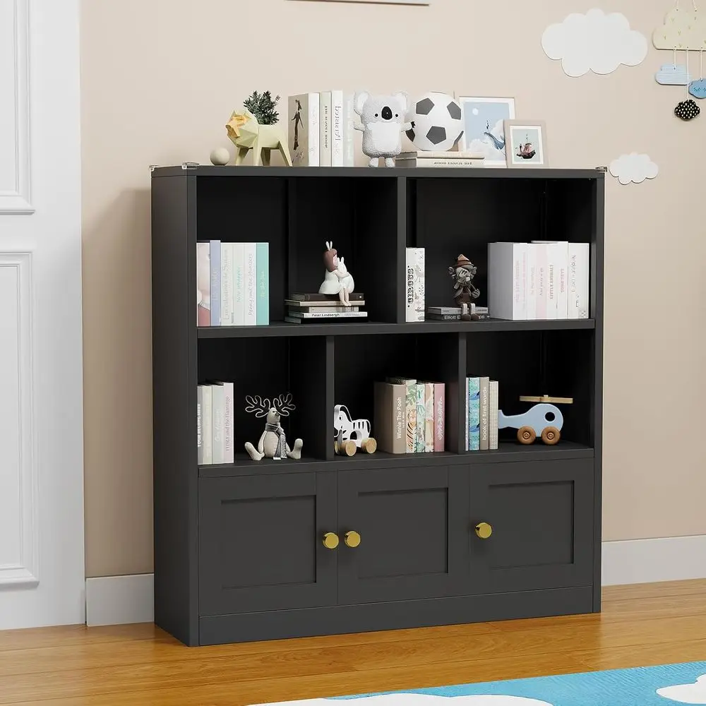 Black Multi-Function Storage Organizer with 3 Cabinets and 5 Shelves for Books, Toys, and Décor
Black Multi-Function Storage Organizer with 3 Cabinets and 5 Shelves for Books, Toys, and Décor