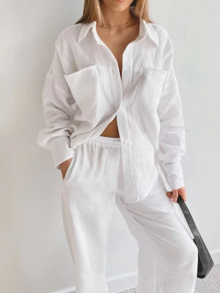 2026 New Long-sleeved Double-layer 100% Cotton Gauze Shirt Pajamas New Trousers Suit 2PCS Set Home Clothes Sleepwear Nightwear
2026 New Long-sleeved Double-layer 100% Cotton Gauze Shirt Pajamas New Trousers Suit 2PCS Set Home Clothes Sleepwear Nightwear