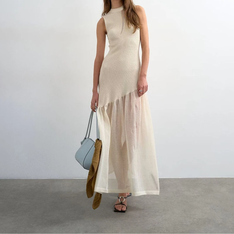 Light and Mature Style Knitted Dress Female Mesh Stitching Sleeveless Fairy Skirt Design Sense Niche Asymmetrical Sexy
Light and Mature Style Knitted Dress Female Mesh Stitching Sleeveless Fairy Skirt Design Sense Niche Asymmetrical Sexy
