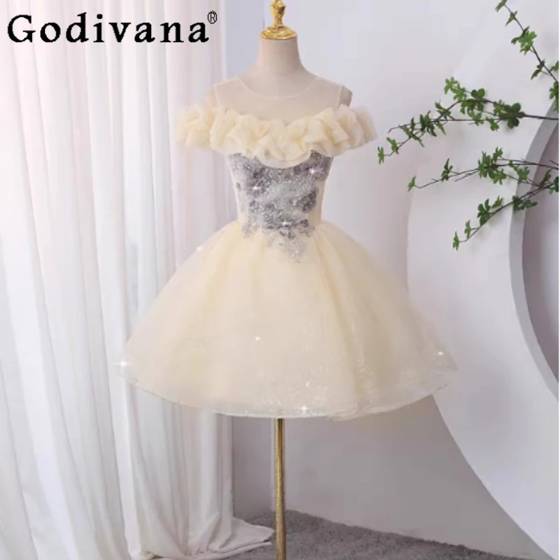 Temperament Girl Slash Neck Birthday Party Evening Dress Fashion High Waist A-line Elegant Lace-up Short Sleeve Princess Dresses
Temperament Girl Slash Neck Birthday Party Evening Dress Fashion High Waist A-line Elegant Lace-up Short Sleeve Princess Dresses