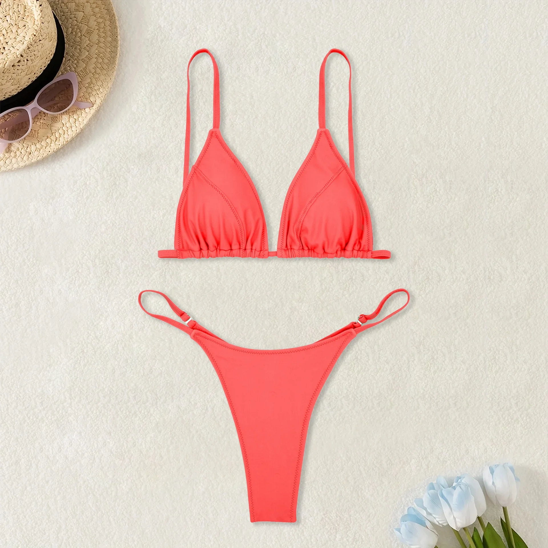Сексуальные однотонные треугольные комплекты бикини из двух частей, мягкие стринги с открытой спиной, купальники, женский купальный костюм, бикини
Сексуальные однотонные треугольные комплекты бикини из двух частей, мягкие стринги с открытой спиной, купальники, женский купальный костюм, бикини