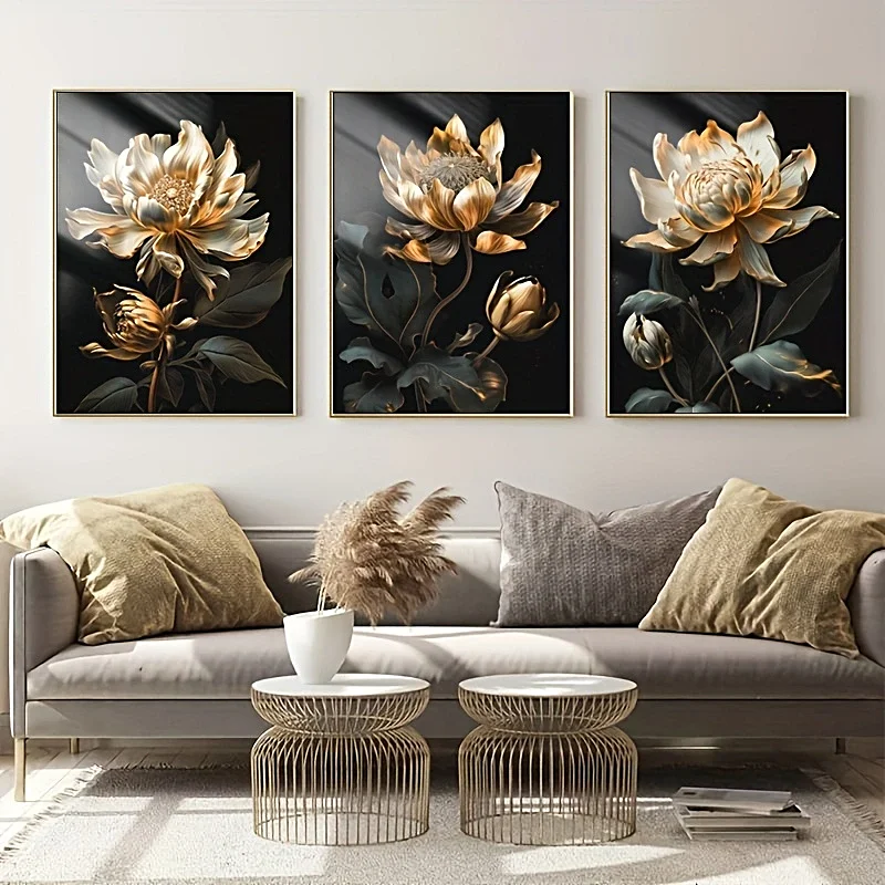 3PCS Modern Canvas Painting Black and Gold Flowers Posters Artwork Wall Art Pictures for Living Room Bedroom Aisle Home Decor
3PCS Modern Canvas Painting Black and Gold Flowers Posters Artwork Wall Art Pictures for Living Room Bedroom Aisle Home Decor