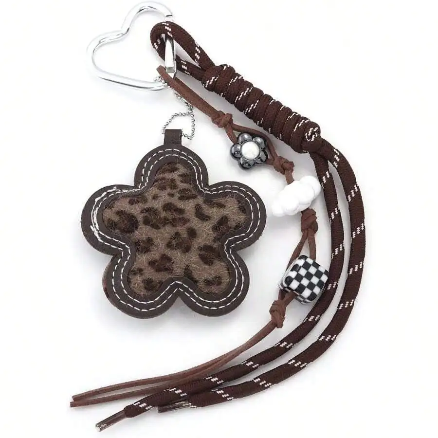 Leopard Print Flower Bag Charm With Braided Rope Keychain For Handbags
Leopard Print Flower Bag Charm With Braided Rope Keychain For Handbags