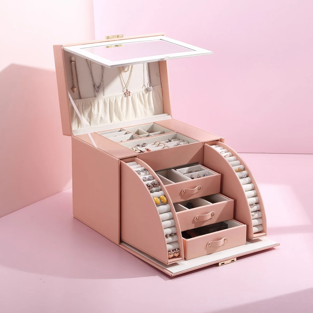 Ожерелье для часов, кольцо, серьги, органайзер для хранения ювелирных изделий, коробка с замком, большая кожаная коробка для хранения ювелирных изделий для женщин
Ожерелье для часов, кольцо, серьги, органайзер для хранения ювелирных изделий, коробка с замком, большая кожаная коробка для хранения ювелирных изделий для женщин