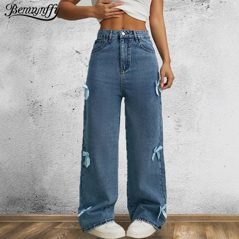 Benuynffy Streetwear Vintage High Waist Bows Y2k Baggy Jeans Woman New Spring Casual Washed Straight Wide Leg Trousers For Women
Benuynffy Streetwear Vintage High Waist Bows Y2k Baggy Jeans Woman New Spring Casual Washed Straight Wide Leg Trousers For Women