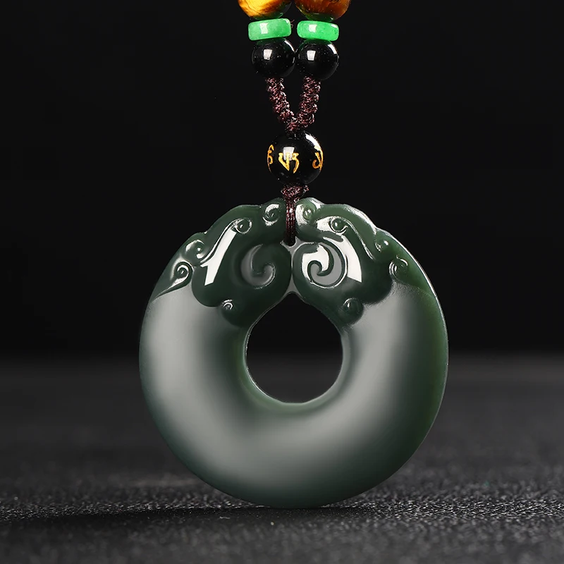 Genuine Hetian jade Shuanglong safety buckle jade pendant Xinjiang sapphire antique men and women
Genuine Hetian jade Shuanglong safety buckle jade pendant Xinjiang sapphire antique men and women