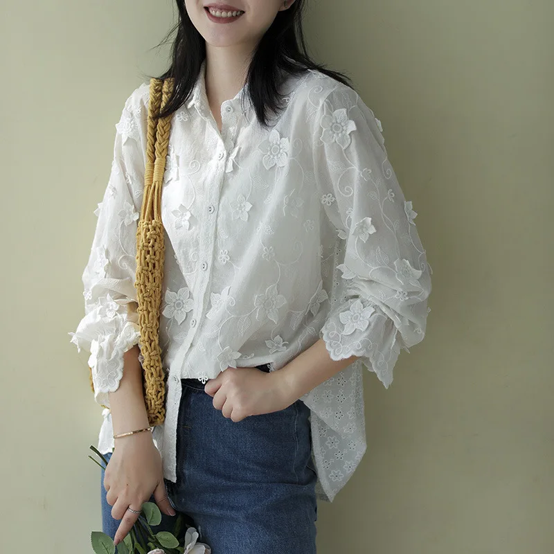 TEELYNN Floral Embroidery White Blouse Shirt for Women Spring Autumn Bohomian Blusas Casual Long Sleeve Cotton Blouses Shirts
TEELYNN Floral Embroidery White Blouse Shirt for Women Spring Autumn Bohomian Blusas Casual Long Sleeve Cotton Blouses Shirts
