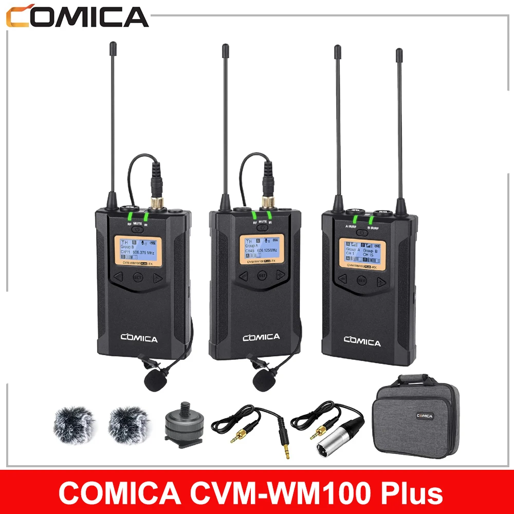 COMICA CVM-WM100 Plus 48-Channel Professional UHF Dual Wireless Lapel Microphone for Canon Nikon Sony Camera
COMICA CVM-WM100 Plus 48-Channel Professional UHF Dual Wireless Lapel Microphone for Canon Nikon Sony Camera