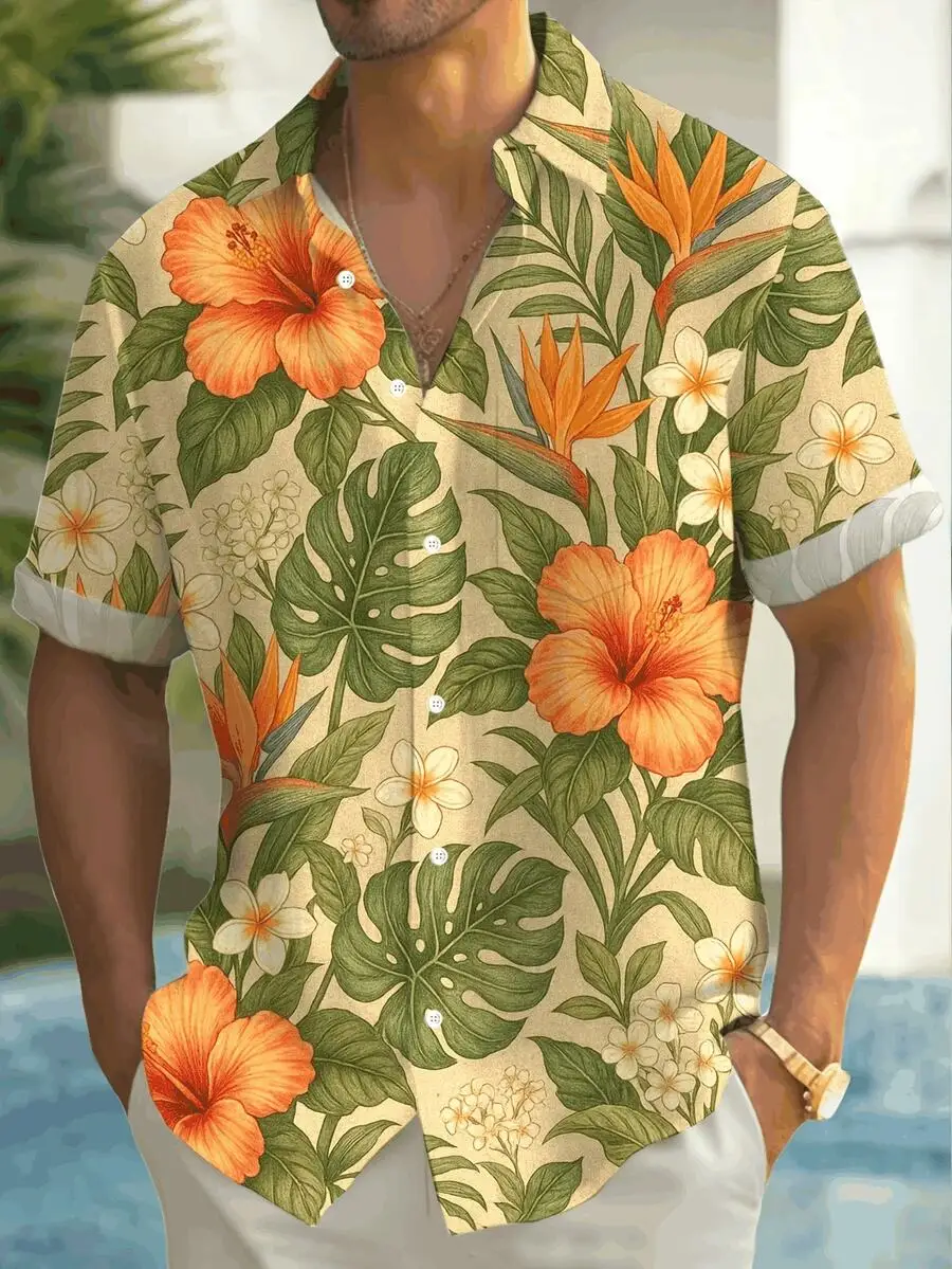 Mens Tropical Floral Print Casual Hawaiian Shirt Breathable Polyester Spandex
Mens Tropical Floral Print Casual Hawaiian Shirt Breathable Polyester Spandex