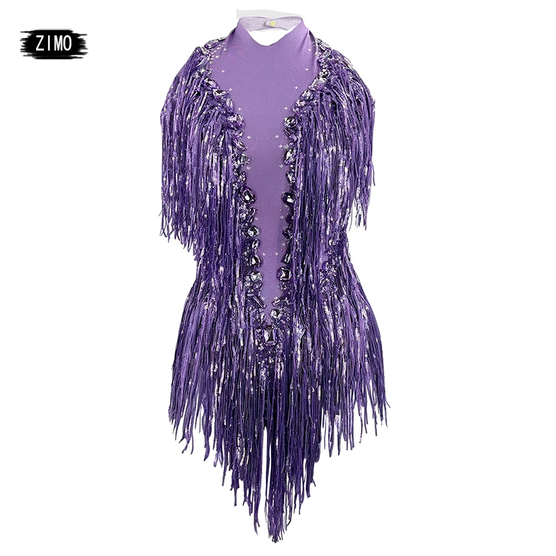 fashion sequin Fringes purple Leotard rhinestones Sexy Tassel Bodysuit Latin Dance pole Costume Stage party club Dancer Performa
fashion sequin Fringes purple Leotard rhinestones Sexy Tassel Bodysuit Latin Dance pole Costume Stage party club Dancer Performa