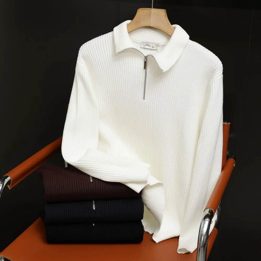 High-necked Men's Winter Sweater Quarter Zip High End Men's Pullover Casual Streetwear Solid Knitwear New Products 2025
High-necked Men's Winter Sweater Quarter Zip High End Men's Pullover Casual Streetwear Solid Knitwear New Products 2025