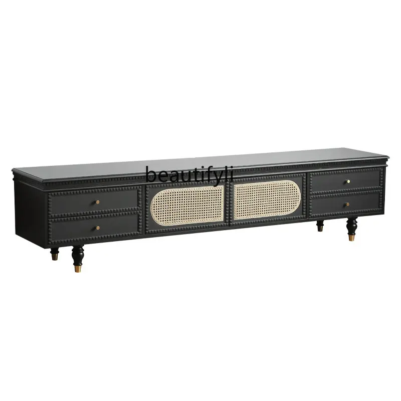 American-Style Solid Wood TV Cabinet Living Room Locker Storage Cabinet Log Rattan TV Cabinet
American-Style Solid Wood TV Cabinet Living Room Locker Storage Cabinet Log Rattan TV Cabinet