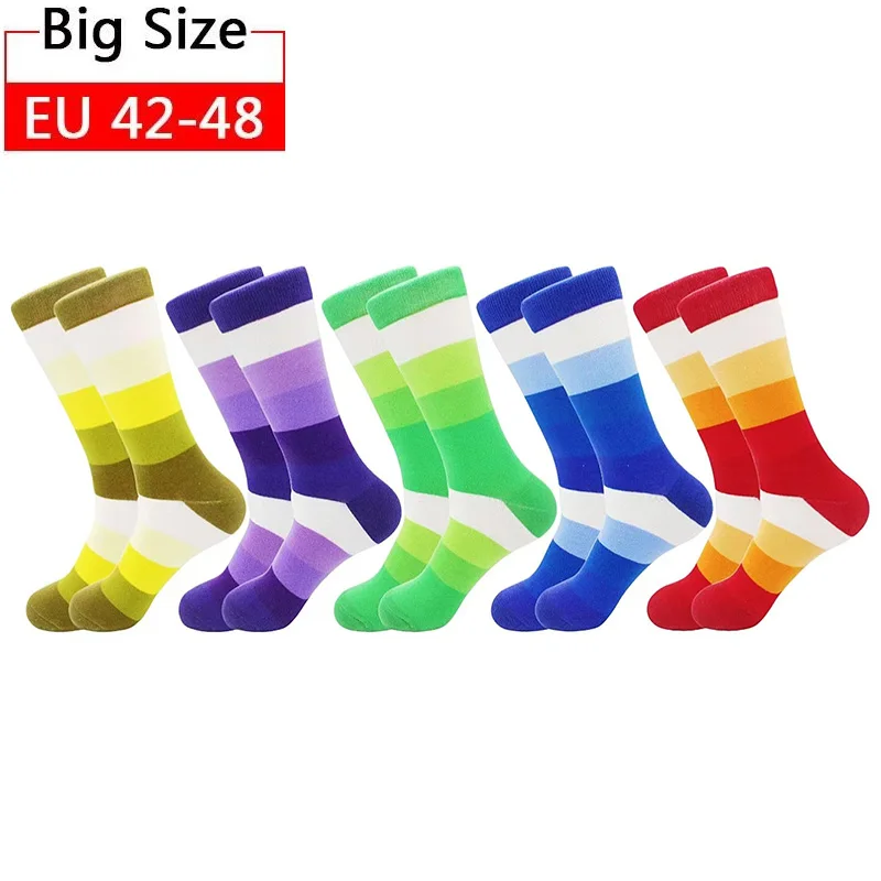 5 Pairs/Lot Size 42-48 Casual Fashion Cotton Funny Long Men Socks Contrast Color Rainbow Larger Extra Size Stripe Socks for Men
5 Pairs/Lot Size 42-48 Casual Fashion Cotton Funny Long Men Socks Contrast Color Rainbow Larger Extra Size Stripe Socks for Men