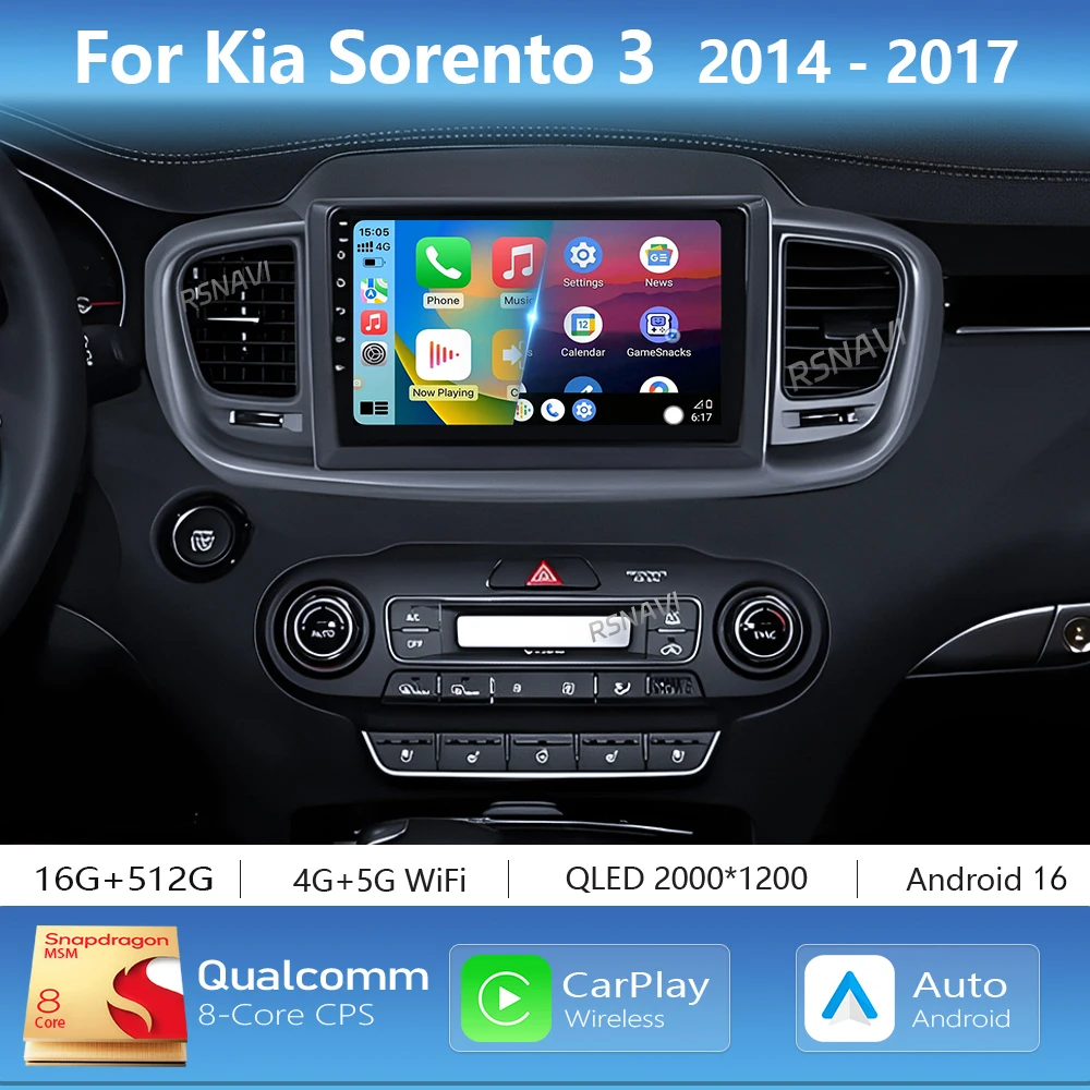 Android 16 Carplay Auto Car Player Radio Multimedia For Kia Sorento 3 2014-2017 Navigation Autoradio GPS Stereo 2Din Head Unit
Android 16 Carplay Auto Car Player Radio Multimedia For Kia Sorento 3 2014-2017 Navigation Autoradio GPS Stereo 2Din Head Unit