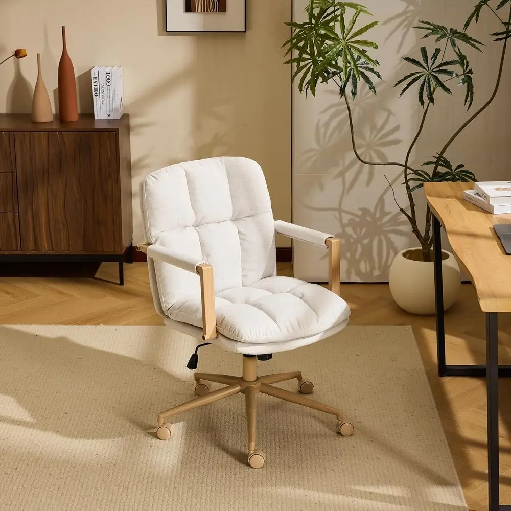 Swivel Desk Chair with Wheels, Detachable Cushions, and Wood-Like Armrests - Adjustable for Small Spaces, Study, Makeup, and Sew
Swivel Desk Chair with Wheels, Detachable Cushions, and Wood-Like Armrests - Adjustable for Small Spaces, Study, Makeup, and Sew